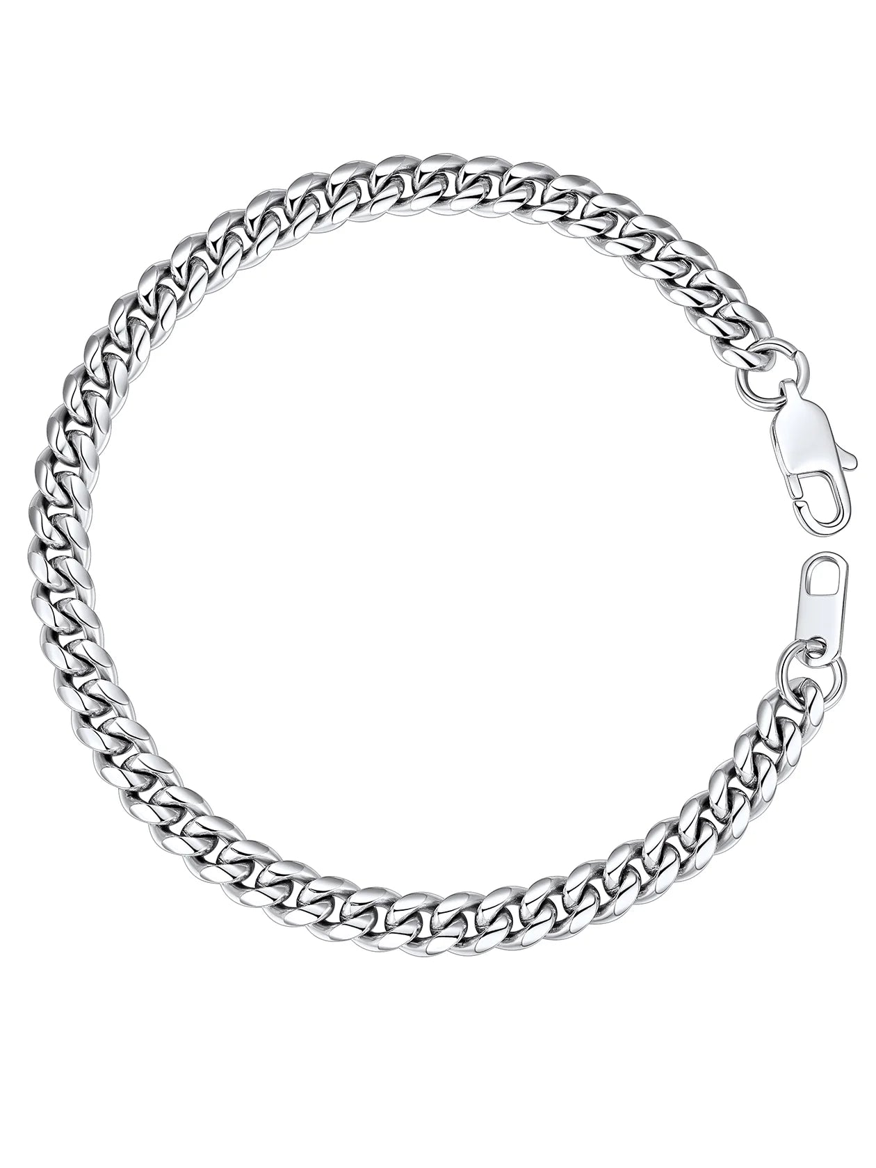 Men Chain Bracelet Cuban Stainless Steel Curb Bracelet 6MM 8.3 Inch Silver Wrist Bracelet Mens Birthday Valentines Day Jewelry Gifts for Him Dad Adults Age