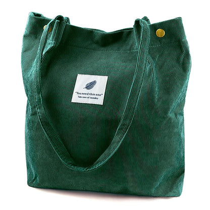 Corduroy Tote Bag Large for Women Girl Lady Canvas Shoulder Cord Purse and Handbags with Inner Pocket